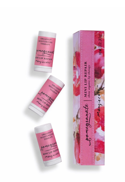 Mangiacotti Lip Balm 3-Pack Small Moisturizing Repair Sticks for Soft Lips Organic Beeswax Mini Balms, .15 Ounce Total, Pomegranate Beauty and Personal Care Mangiacotti