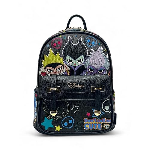 Wondapop - Villains 11"" Vegan Leather Fashion Mini Backpack, Black