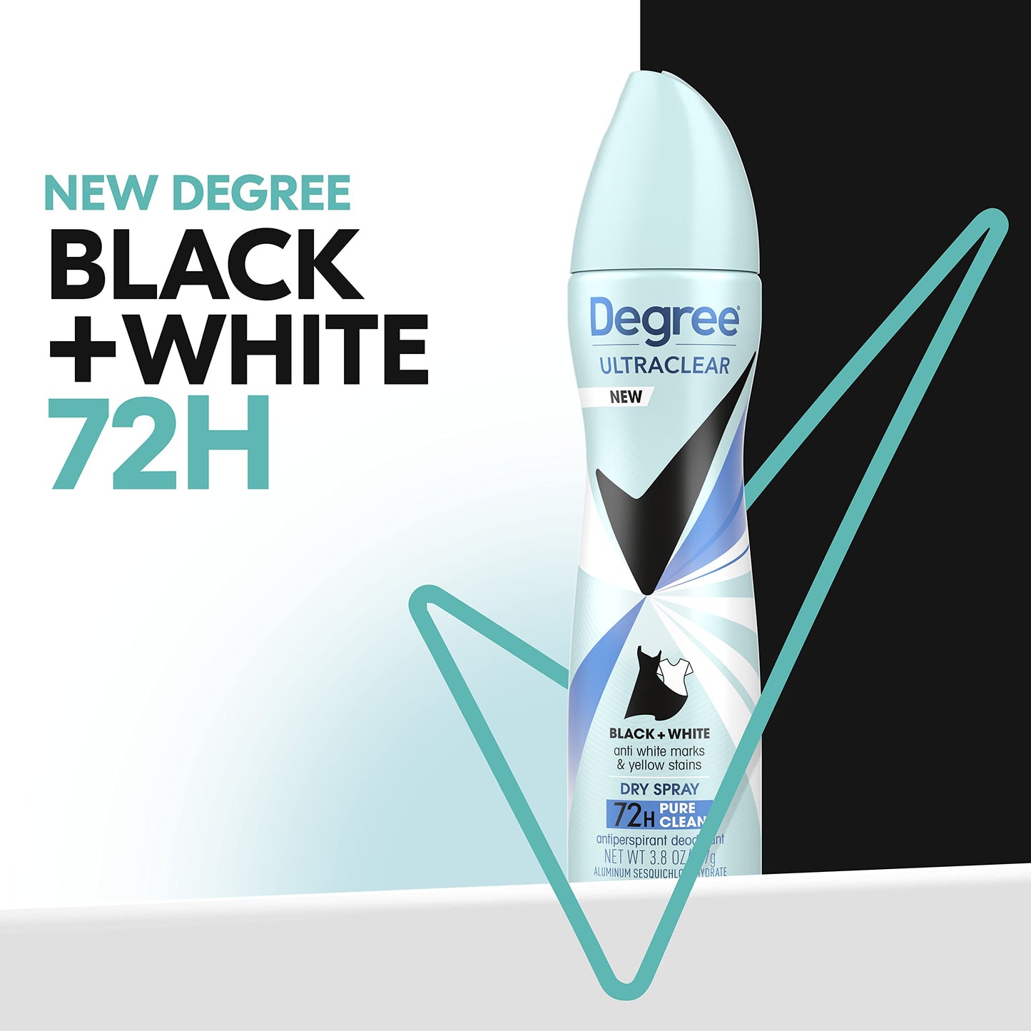 Degree UltraClear Black+White Antiperspirant Deodorant Dry Spray Anti-White Marks and Yellow Stains Pure Clean Antiperspirant for Women 3.8 Ounce Beauty and Personal Care Degree