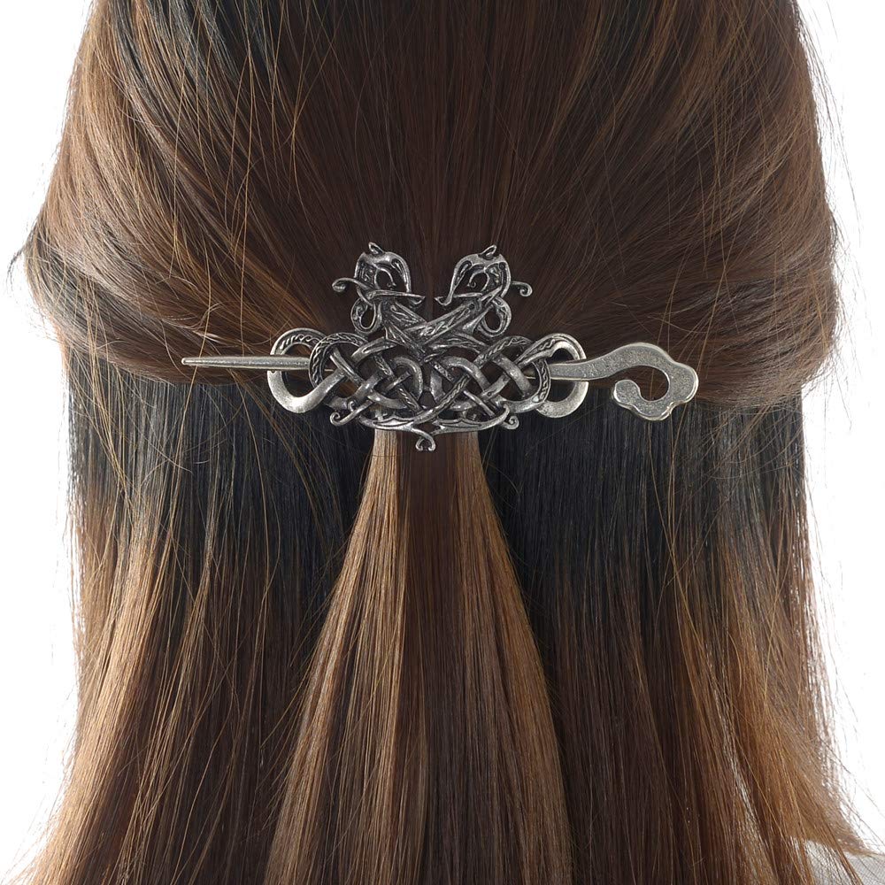 Viking Celtic Hair Clips Hairpins- Viking Hair Accessories Celtic Knot Hair Pins Antique Silver Hair Sticks Irish Hair Decor Accessories for Long Hair