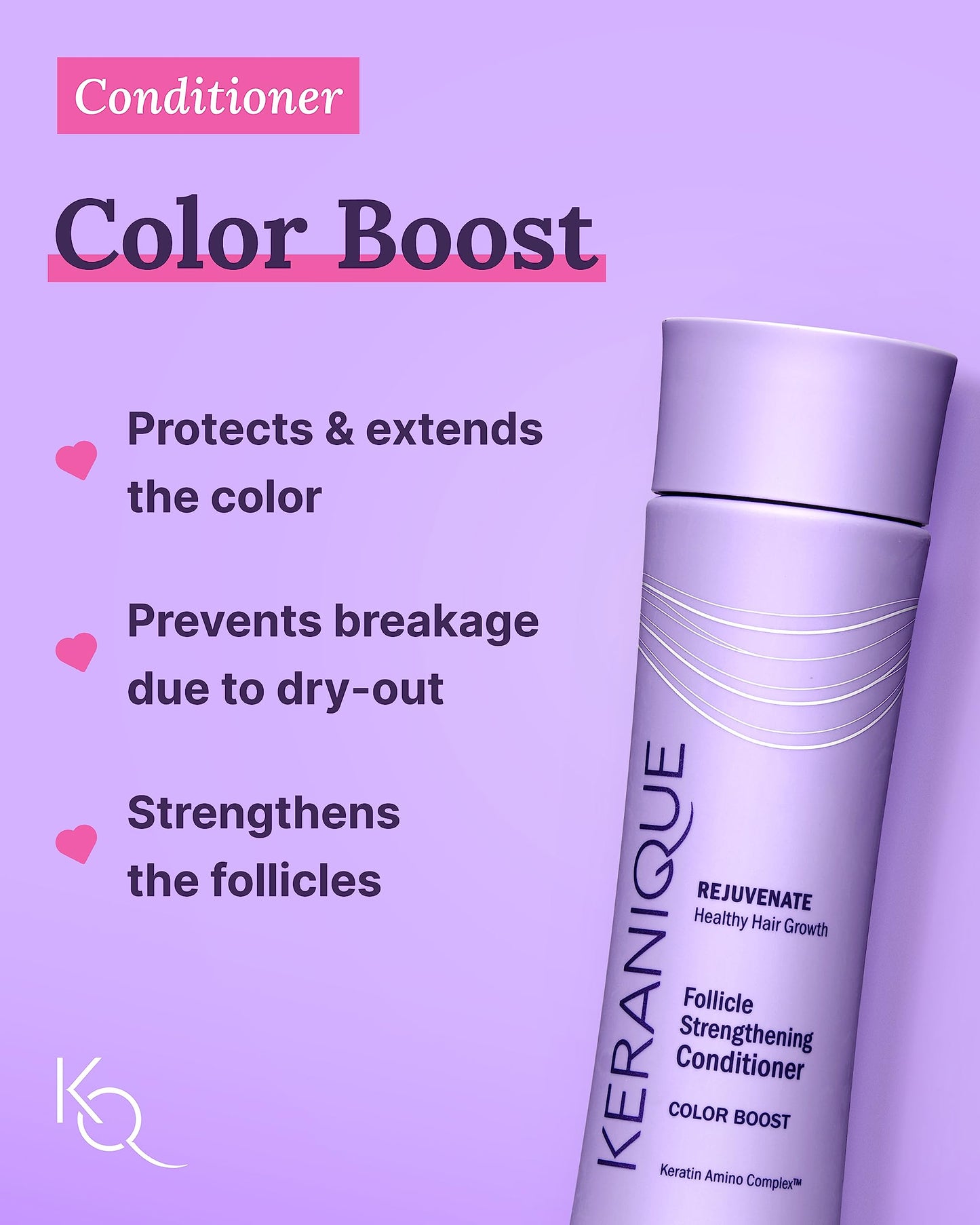 Keranique Color Treated Shampoo and Conditioner Set with Hair Thickening Spray - Keratin Enriched Color Boost Set w/Shampoo & Conditioner and Lift