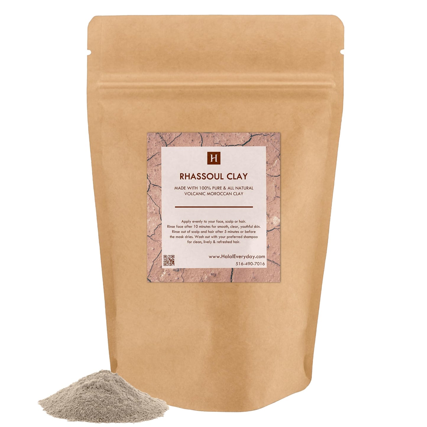 Rhassoul Clay - Ghassoul Clay 1 Lb - Moroccan Lava Clay - Detoxifying and Rejuvenating clay by SaaQin®