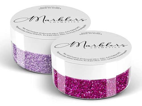MARBLERS Twinkle Face & Body Glitter Duo [Hot Plum & Light Purple] 0.36oz (10g) | Non-Toxic | Cruelty-Free | Eyeshadow, Nail Polish, Nail Art |
