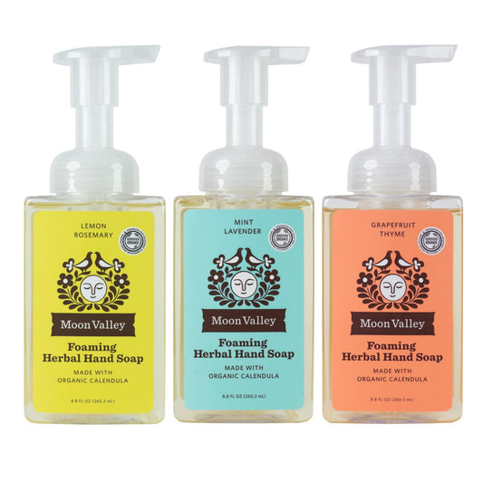 Moon Valley Herbal Foaming Hand Soap, Lemon Rosemary, Mint Lavender, Grapefruit Thyme Three Pack, Vegan, Recyclable Bottle Beauty & Personal Care Moon Valley Organics
