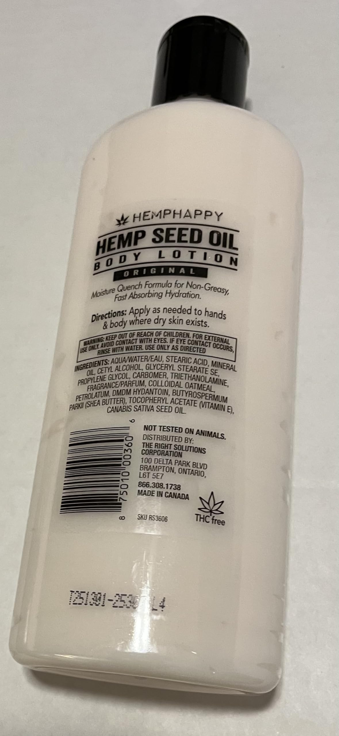 HEMPHAPPY Hemp Seed Oil Body Lotion, Original Formula, Moisture Quench Non-Greasy Fast Absorbing Hydration, 12 FL OZ