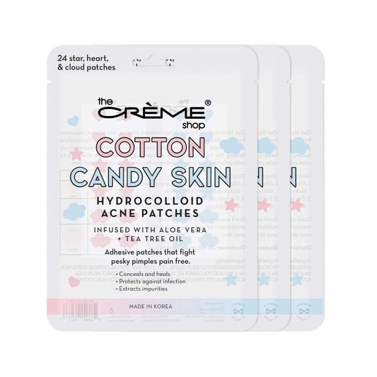 The Crème Shop Cotton Candy Skin Hydrocolloid Acne Patches - Pimple Treatment with Salicylic Acid & Witch Hazel - 3 Sizes, 72 Patches