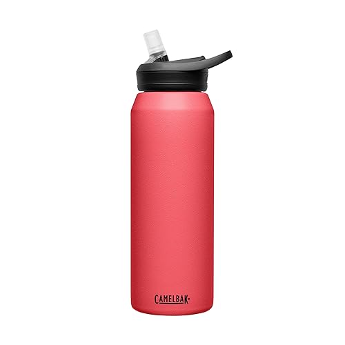 CamelBak eddy+ Water Bottle with Straw 32oz - Insulated Stainless Steel, Wild Strawberry
