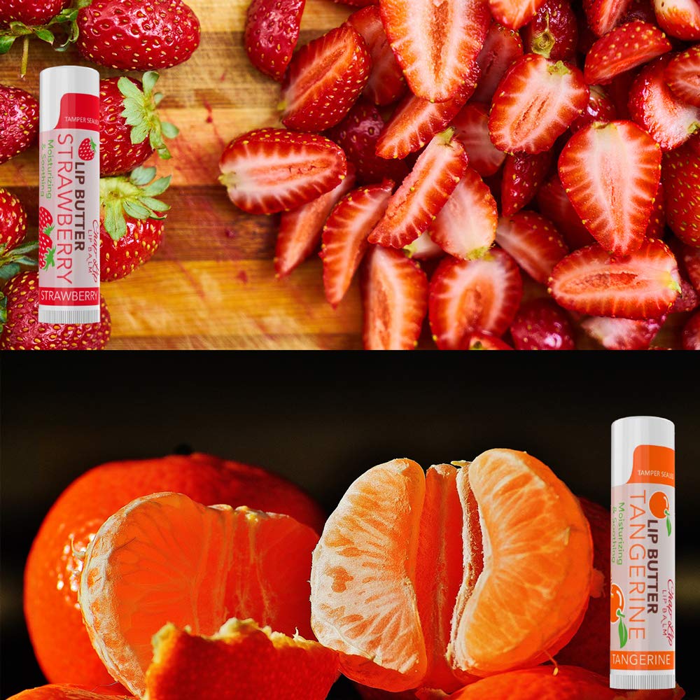 CHAP-LIP Lip Butter Lip Balm with Fruit Flavors, Cocoa Butter, Coconut Oil | Moisturizing Vitamin E & Total Hydration Treatment & Soothing Lip Therapy