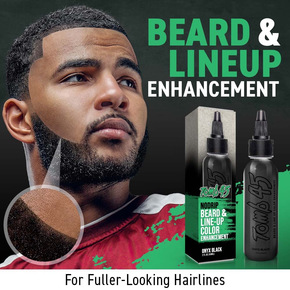 Tomb 45 NO DRIP Enhancement Color (Onyx Black) | Hair Enhancer For Beard & Lineup | Water Resistant Hairline Filler Spray | Barber Beard Liner