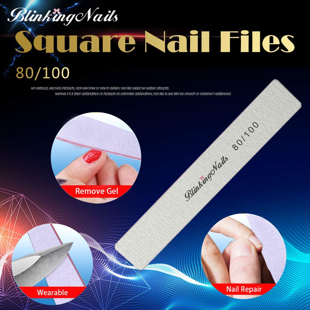 10Pcs Nail File 80/100 Grit Professional Nail Files and Buffers for Natural Nails, Double Sides Washable Block Disposable Nail Files for Nail Art DIY