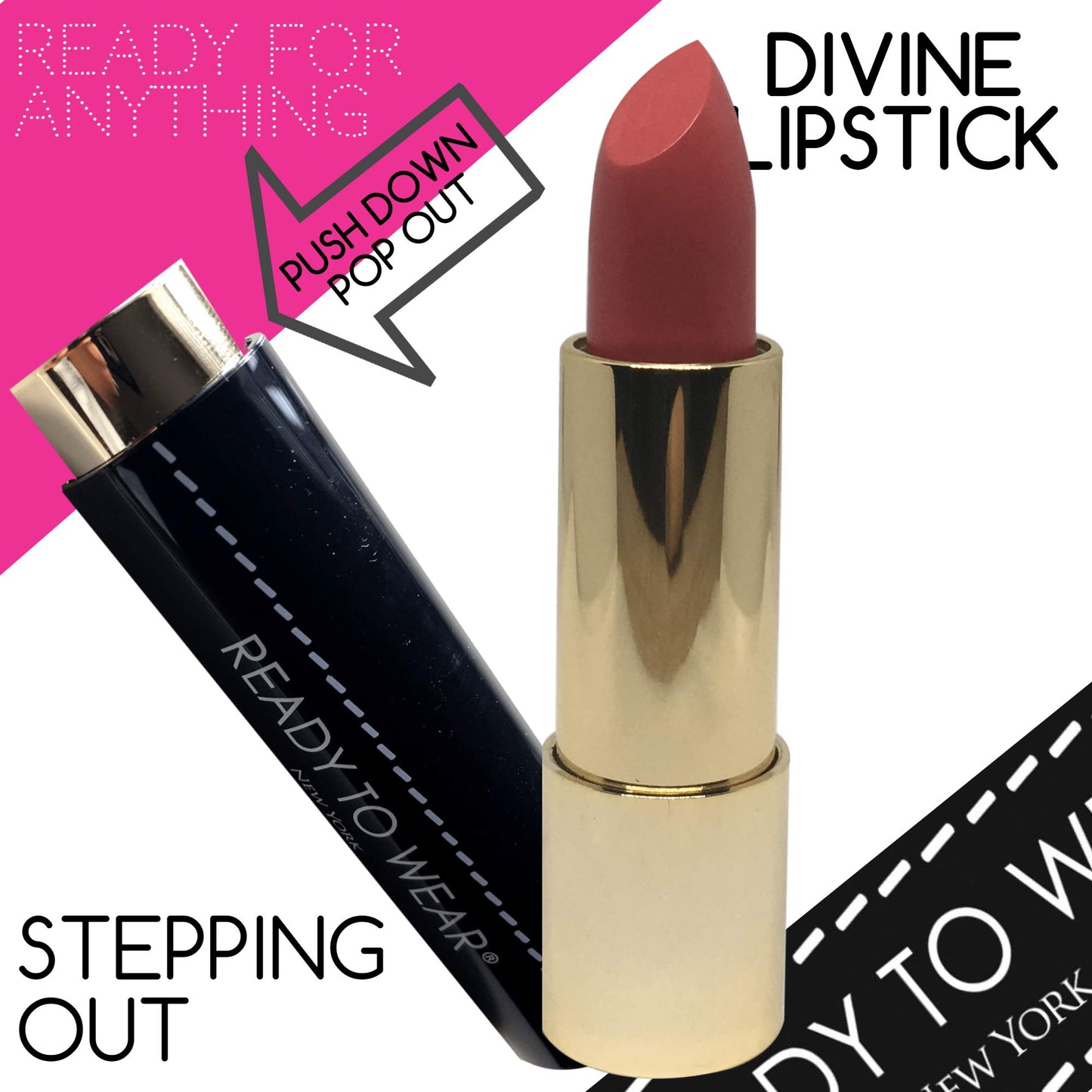 Ready To Wear DIVINE Lipstick Easy Use Holder Long Lasting Made In Italy (STEPPING OUT)