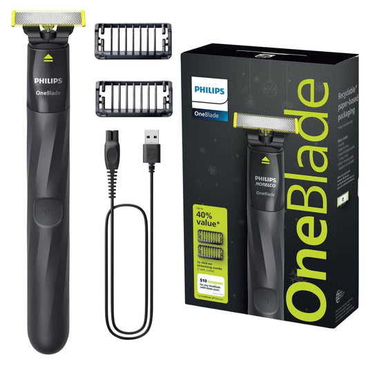Philips OneBlade Trimmer & Shaver, Trim & Shave Any Length with Extra Skin Protection, Dual-Sided Blade, Waterproof Body Electric Razor, USB Charging Beauty and Personal Care PHILIPS Default Title