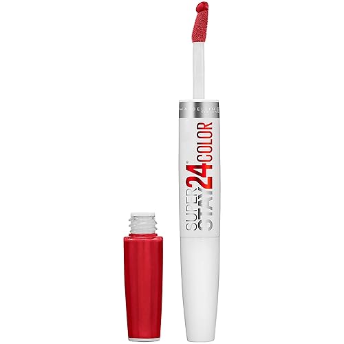 Maybelline Super Stay 24, 2-Step Liquid Lipstick Makeup, Long Lasting Highly Pigmented Color with Moisturizing Balm, Eternal Cherry, Cherry Red, 1