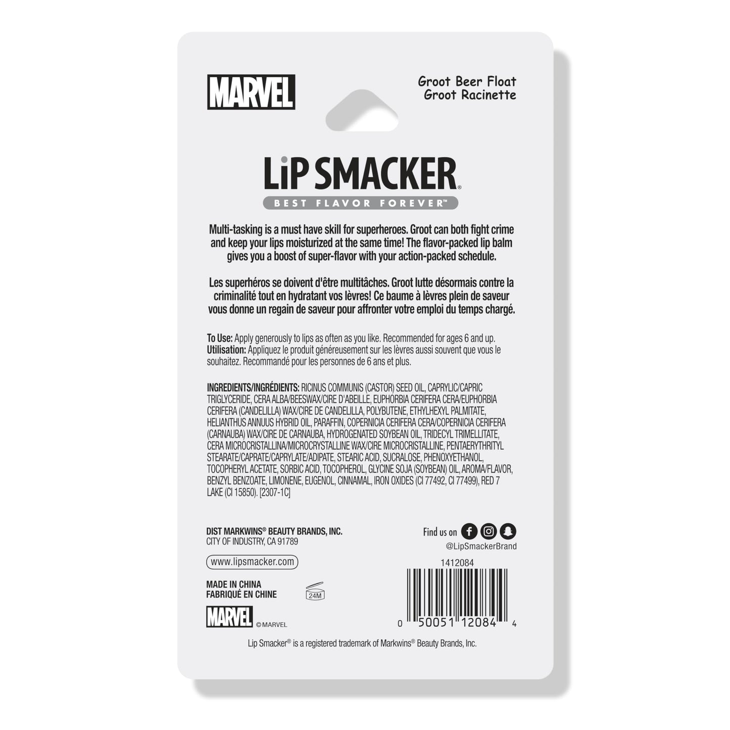 Lip Smacker Marvel Guardians of the Galaxy Lippy Pals, Clear & Glossy, Fun & Giftable, Cruelty Free - Groot Beer (Keychain)