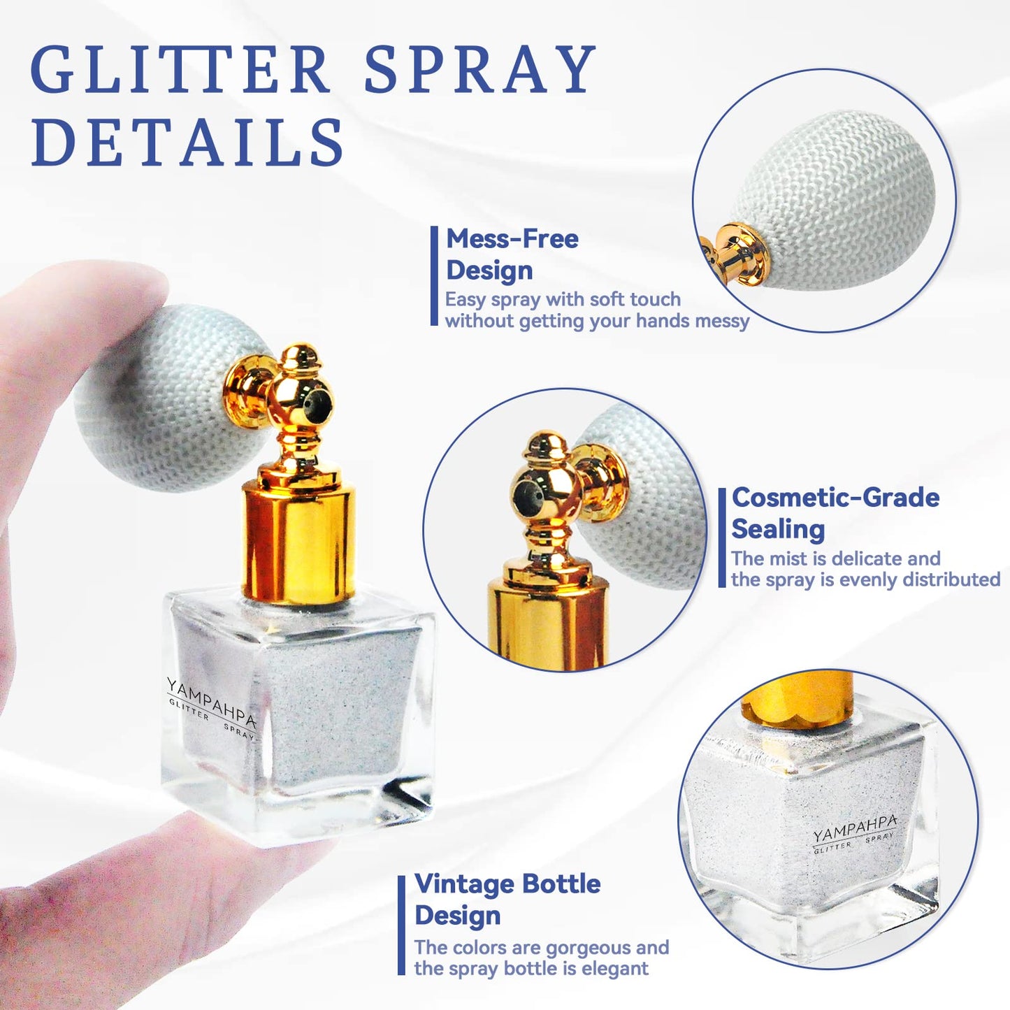 Body Glitter Spray, Silver Glitter Spray for Hair and Body, Include 1 Jar of Refills