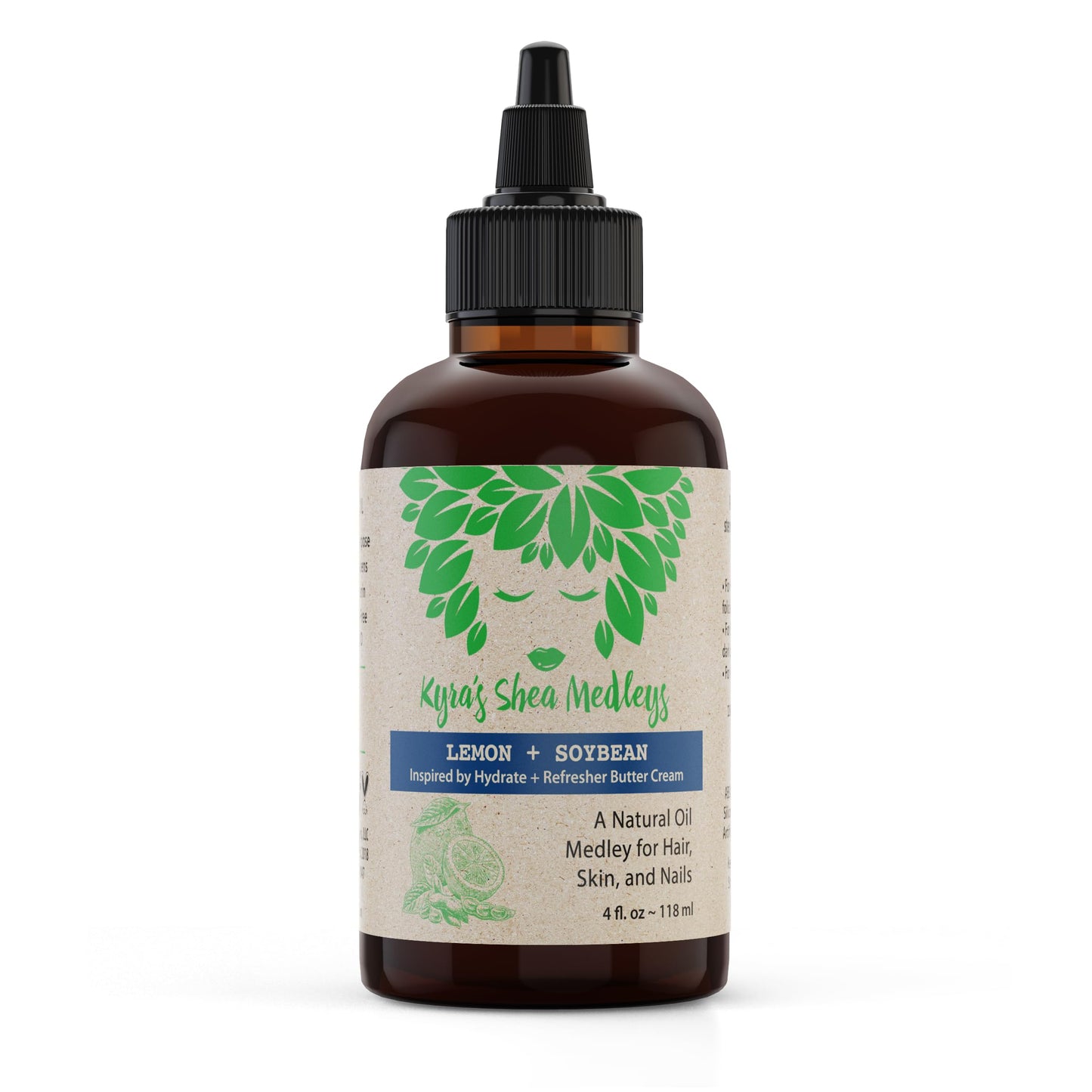 Multiuse Lemon + Soybean Oil Medley for Face, Body, and Hair - Natural Soya Bean Oil, Shea Nut Oil, Lemon Essential Oil, and Vitamin E - Seals in