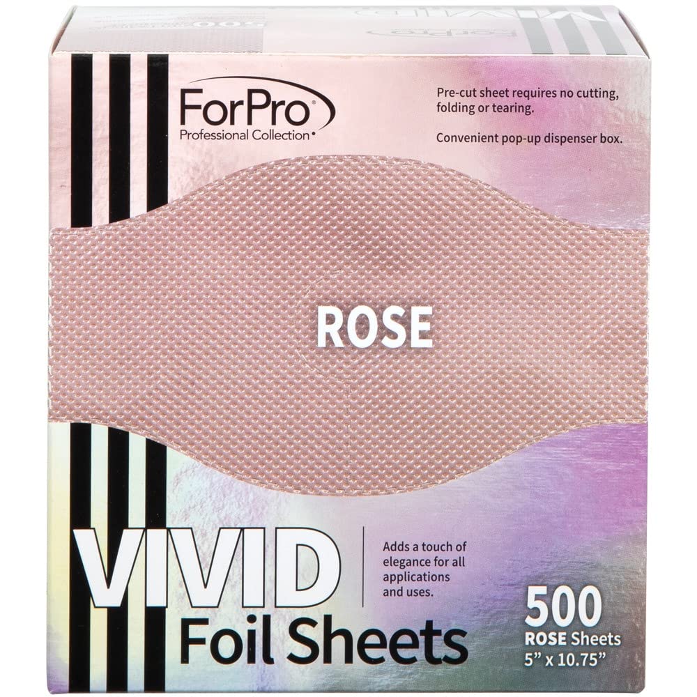 ForPro Professional Collection Vivid Rose Embossed Foil Sheets, Aluminum, Pop-Up Foil Dispenser, Hair Foils for Color Application & Highlighting