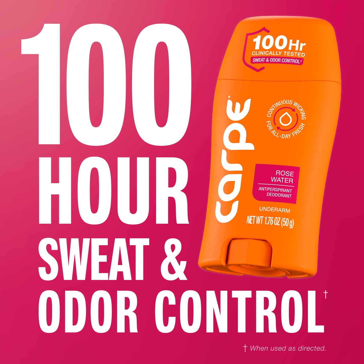 Carpe Underarm Antiperspirant for Women - 100 Hour Sweat & Odor Control - Women's Sweat Control Antiperspirant Deodorant - Extra Strength - Rose Water