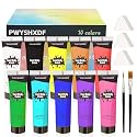 PWYSHXDF 10 Colors Face Body Paint Set, Water Based Body Paint for Adults, Washable Face Paint Kit with Brushes & Sponges, Non-Toxic Face Painting