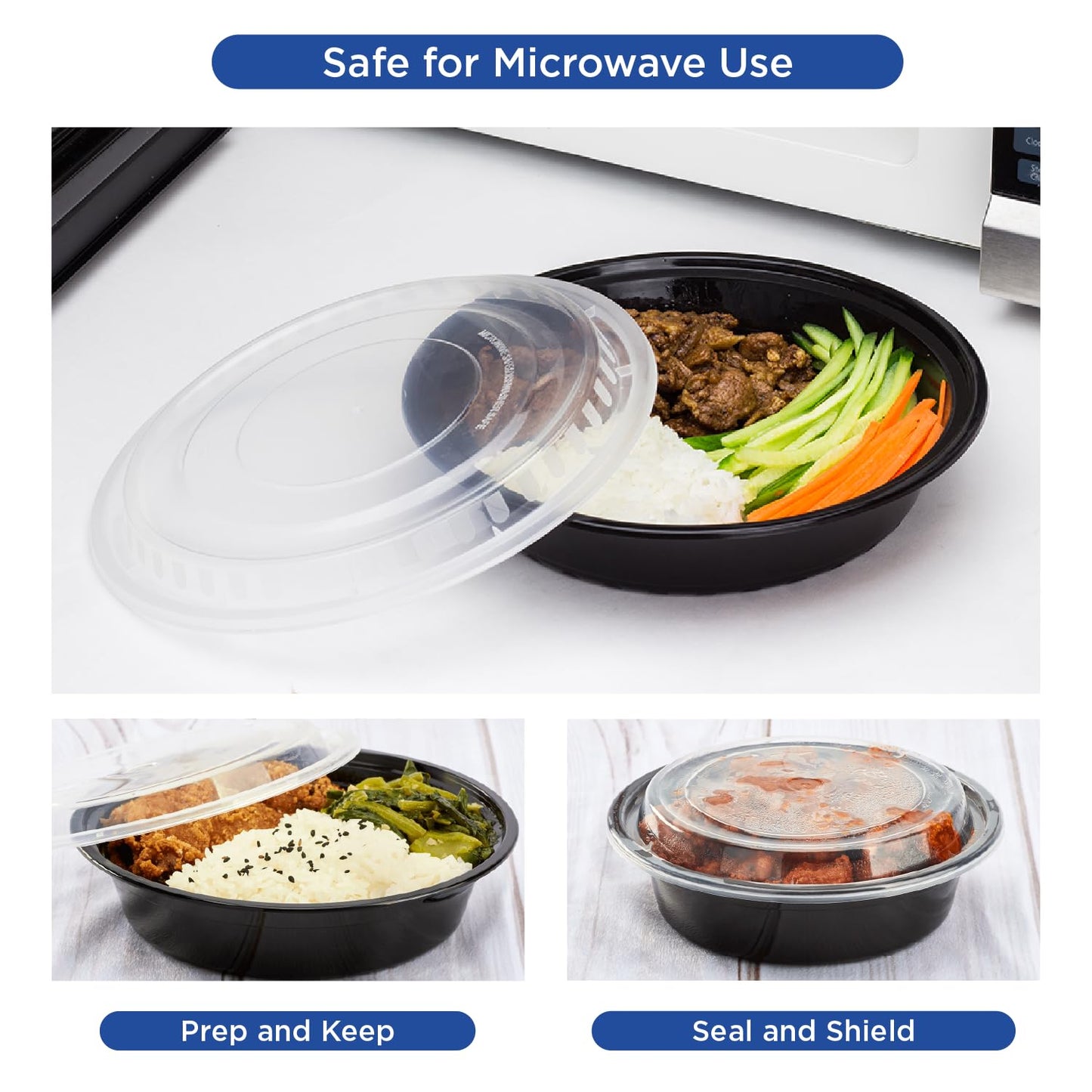 Karat Meal Prep Containers [32 oz - 150 ct] Reusable & Disposable Take Out Bowls with Lids - Microwave & Dishwasher Safe Bento Boxes