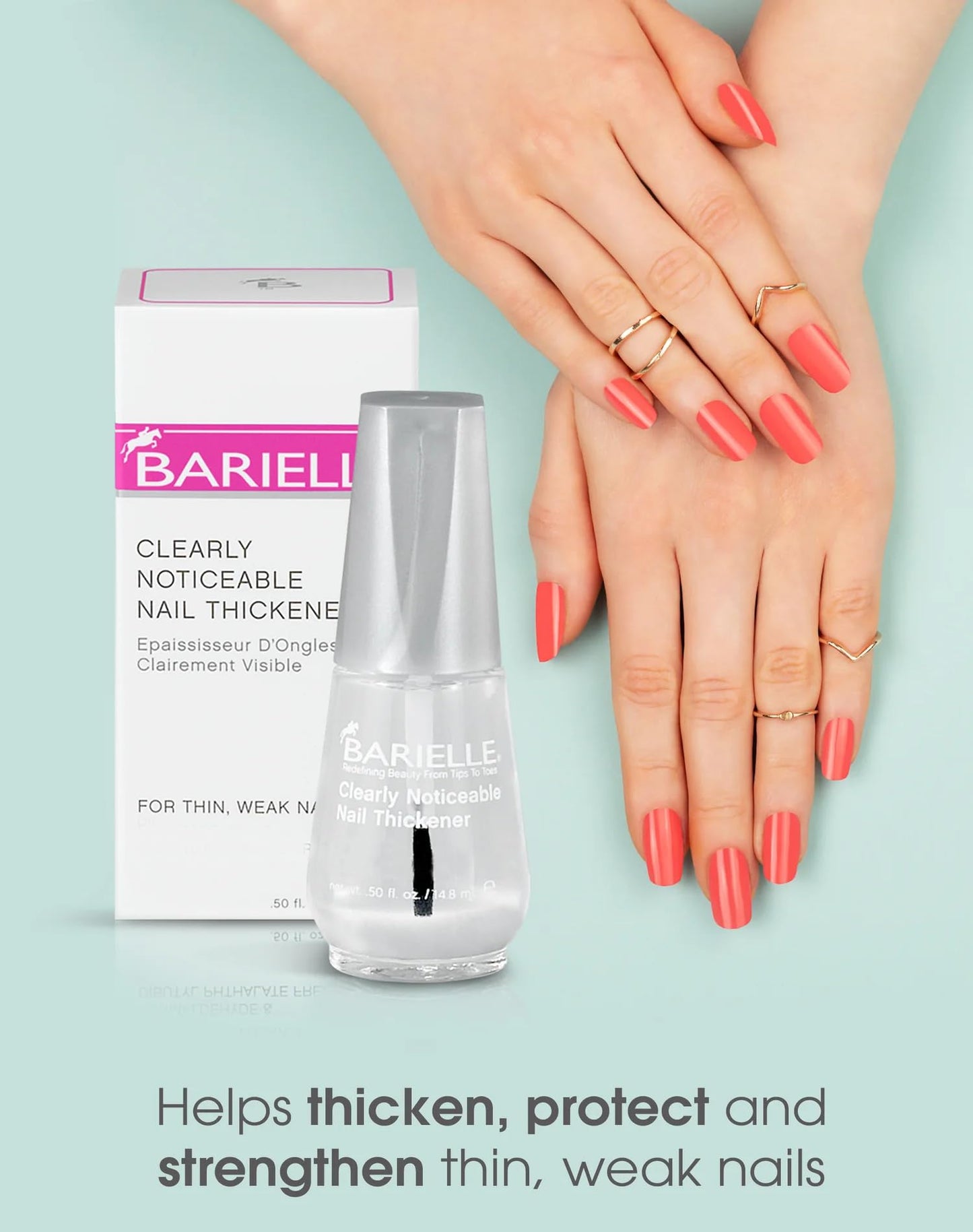 Barielle Clearly Noticeable Nail Thickener, Top Coat Instantly Thickens Nails Up To 50%, Perfect for Damaged Nails, Quick-Drying, Heals Cracked