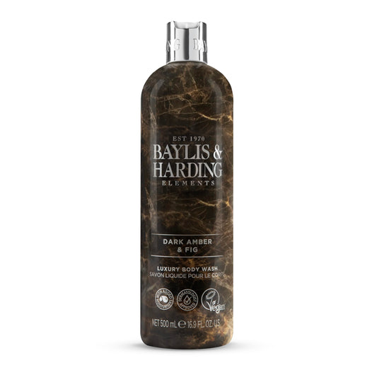 Baylis & Harding Liquid Body Wash Soap, Elements, Dark Amber & Fig, 16.9oz/500ml