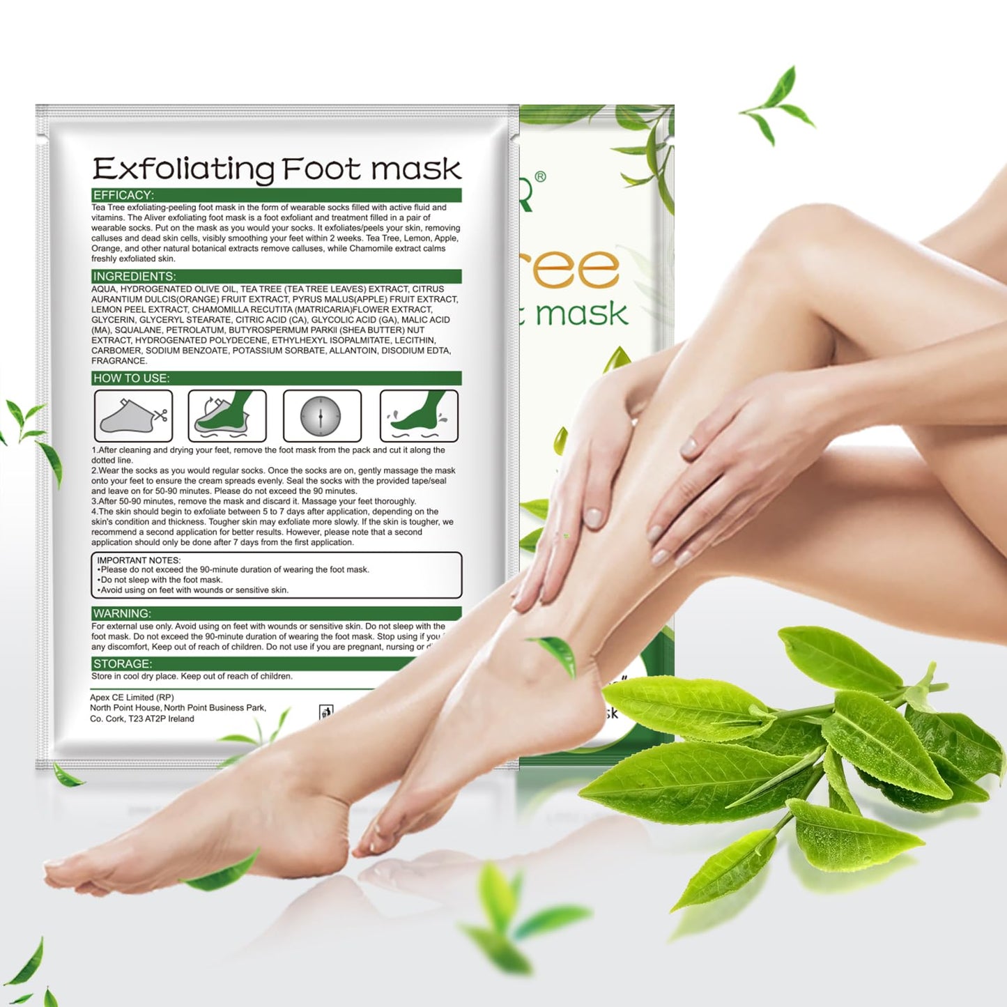 Foot Peel Mask 3 Pack， Exfoliator Peel Off Calluses Dead Skin Callus Remover，Soft Smooth Touch Feet-Men Women (Tea Tree) Beauty and Personal Care ALIVER