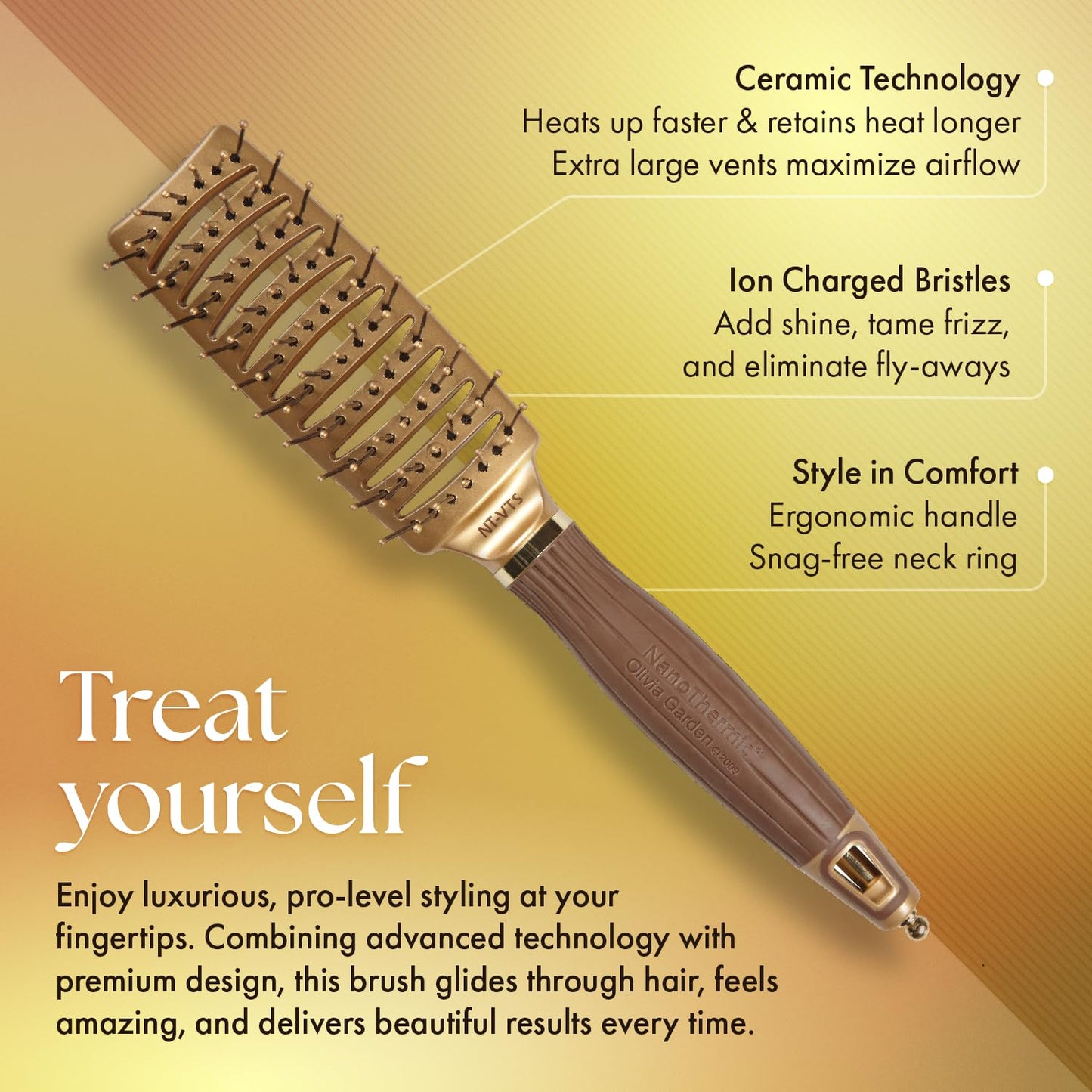Olivia Garden NanoThermic Ceramic + Ion Styler Hair Brush NT-VTS (Vent)