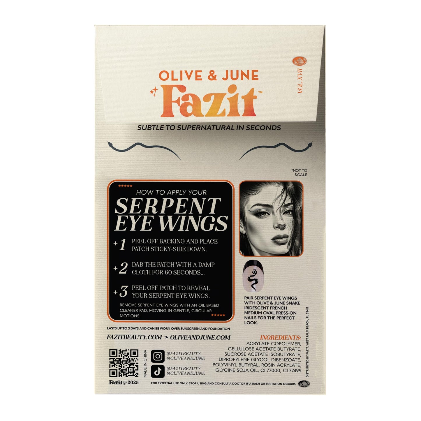 Fazit Makeup Patches - Halloween Serpent Eye Wings - Glow Up Make-Up Patches - Cute Glitter Makeup Accessories for Women - Cosmetic Glitter for Face