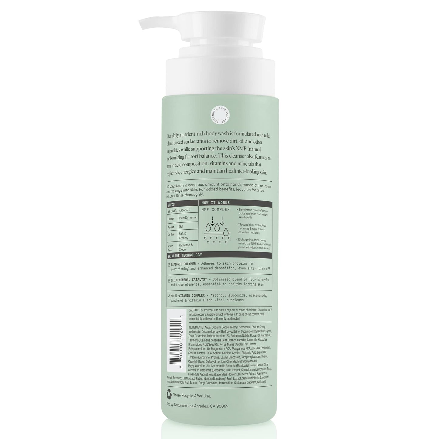Naturium The Multi-Vitamin Daily Nutrients Body Wash, Hydrating Cleanser, 16.9 oz