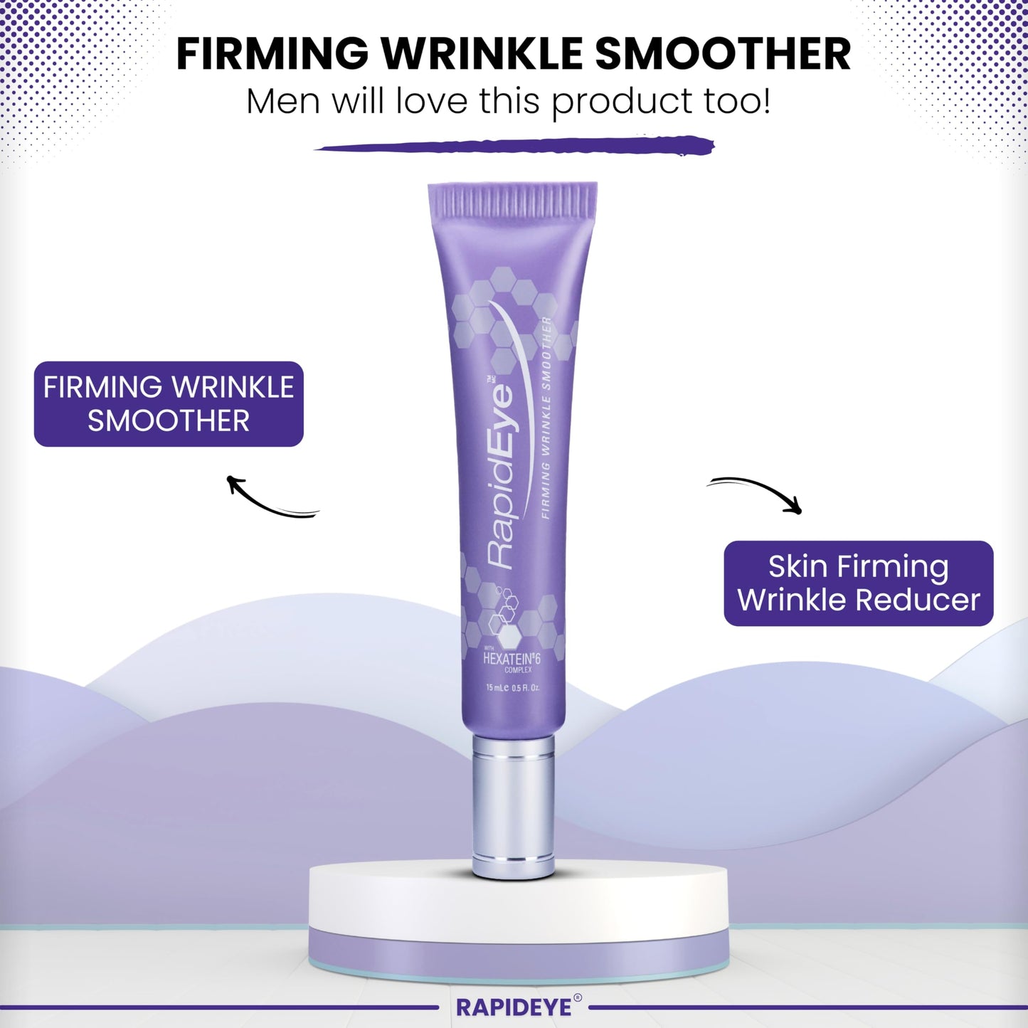 RapidEye Firming Wrinkle Smoother - Anti-Aging Eye Cream with Retinol, Caffeine, Hyaluronic Acid, Peptides & Vitamin E - Under Eye Cream to improve