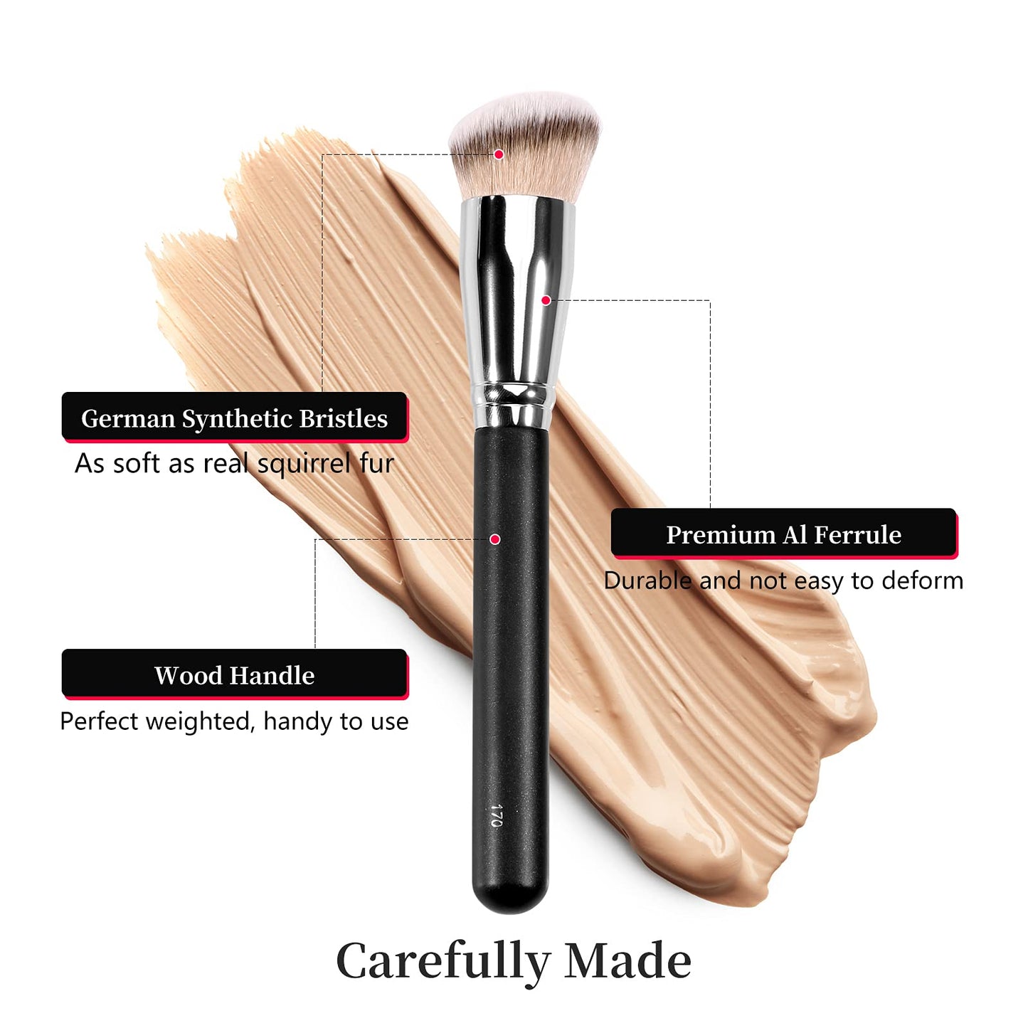 Kugge Under Eye Concealer Brush & Foundation Brush for Liquid Makeup, 2PCS Dense Synthetic Angled Kabuki Blending Makeup Brush, for Liquid, Cream
