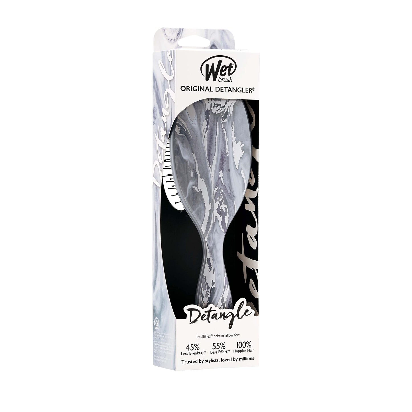 Wet Brush Original Detangler Brush - Metallic Marble, Silver - All Hair Types - Ultra-Soft IntelliFlex Bristles Glide Through Tangles with Ease