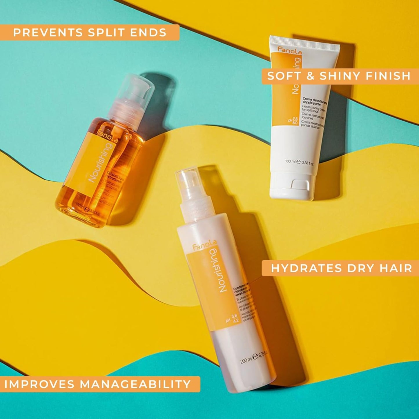 Fanola Restructuring Anti Frizz Hair Serum - Liquid Crystals Hair Care Enriched with Aloe Vera & Linseed Oil for Split End Repair - Strengthens