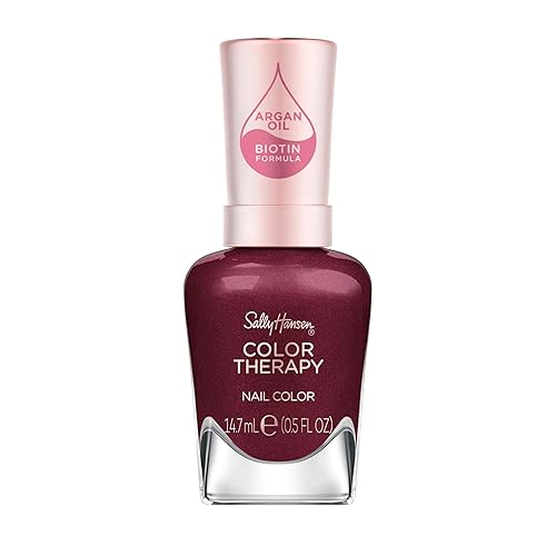 Sally Hansen Color Therapy Nail Polish | Biotin, Argan Oil, Long Lasting, Healthy Nails, Nail Strengthener, Opaque | 374 Wine Not | Burgundy Nail
