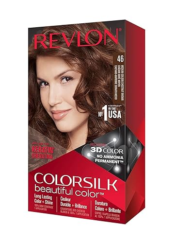Revlon Colorsilk Beautiful Color, Medium Golden Chestnut Brown [46] 1 ea(Pack of 4)