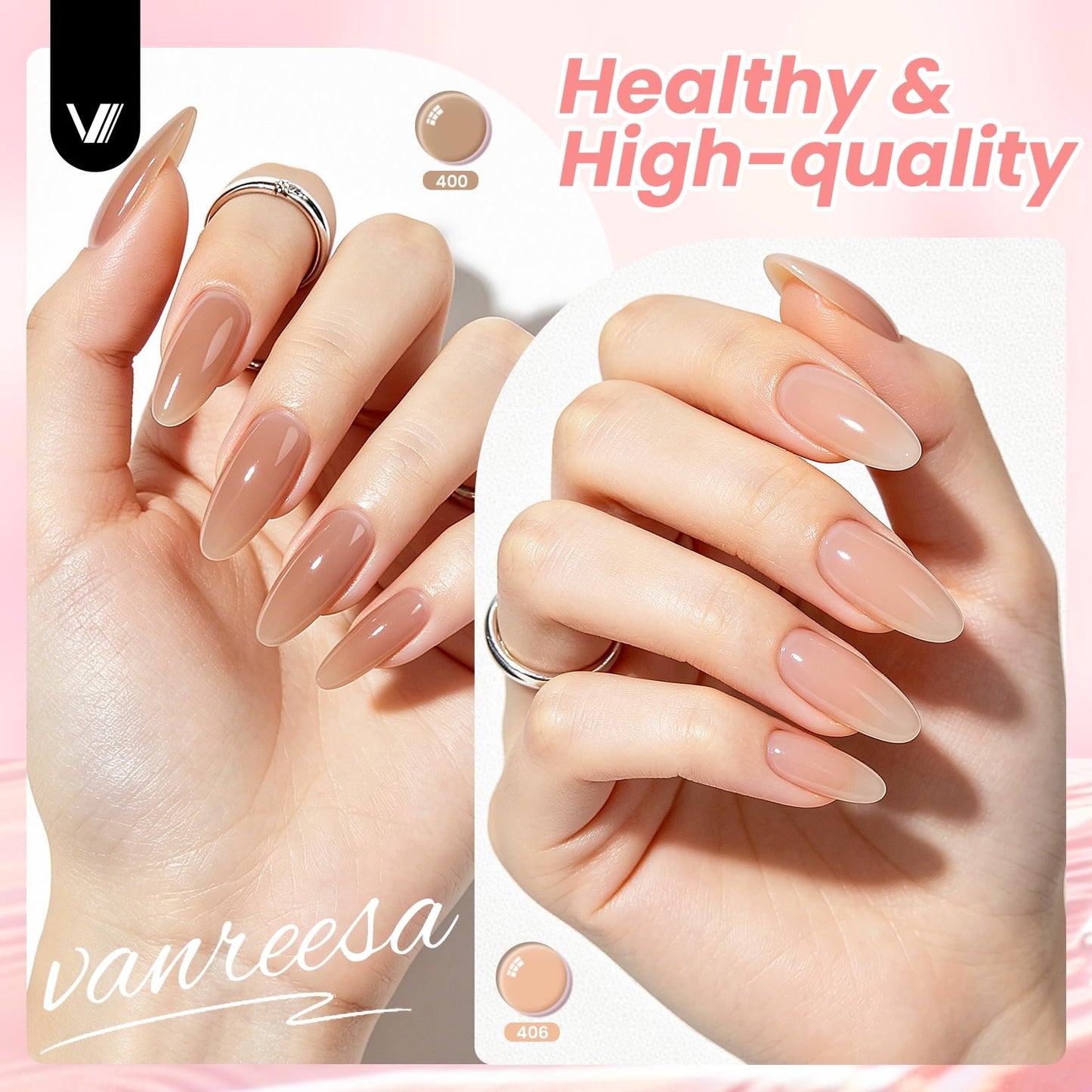 VANREESA 24Pcs Jelly Gel Nail Polish Set -Soft Milky White Nude Pink Red Brown Jelly Translucent Gel Polish Colors with Base Coat 4 Top Coats Neutral Beauty and Personal Care VANREESA