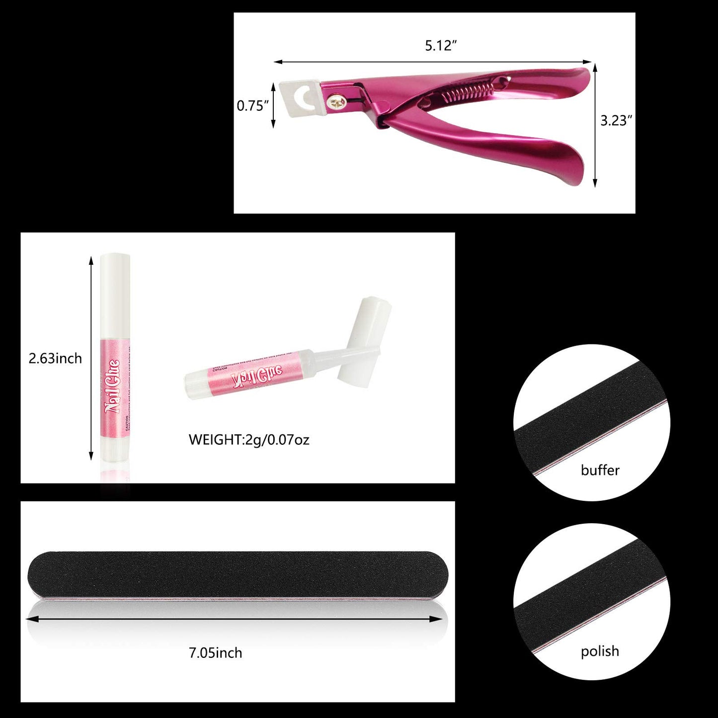 16 Pcs Nail Glues Set,10 PCS Nail Glue for Acrylic Nails,Adhesive Super Bond for Fake Nails,1 Nail Clipper Cutter for Fake Nails,5 Double Sided Emery