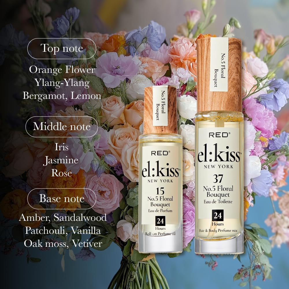 EL:KISS Hair Perfume & Body Mist, No 5 Floral Bouquet Inspired by No. 5 Eau de Toilette 30mL (1.01 Fl Oz), Hydrating & Long-Lasting, Alcohol & Mineral Beauty & Personal Care EL:KISS