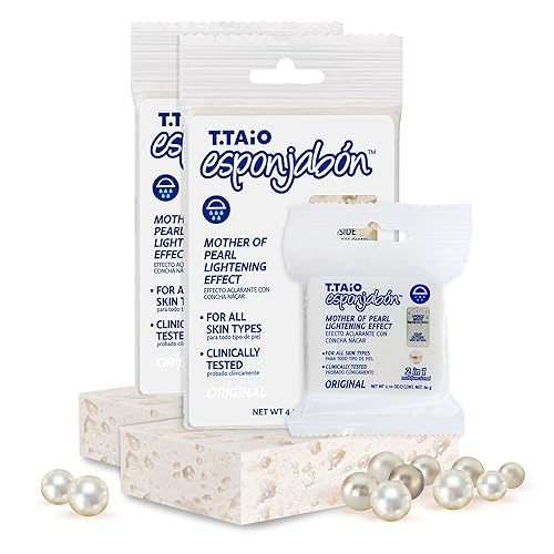T.Taio Esponjabon Mother of Pearl Soap Sponge - Revitalizing Shower Scrubber for Bath Wash & Oil Removal - Bathroom Essentials with Fresh Scents