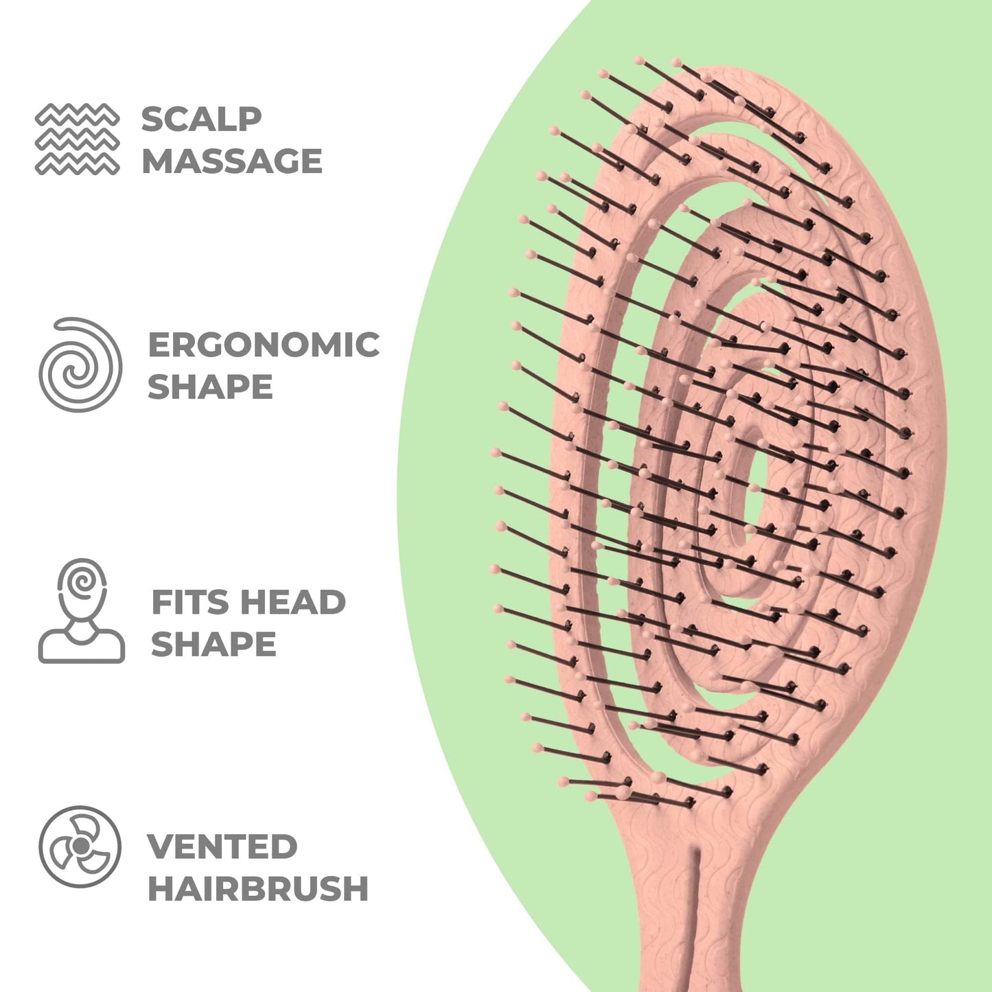 Ninabella Detangling Hair Brush for Women & Men - Does not Pull - Straightening Brushes for Straight & Curly Hair - Unique Spiral Hairbrush - Rose Beauty and Personal Care Ninabella