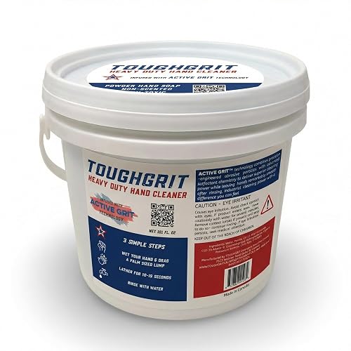 Toughgrit Heavy Duty Powder Hand Cleaner - Perlite Abrasive, Solvent-Free, Unscented - Cuts Grease, Oil, Paint & Industrial Grime - Skin-Safe