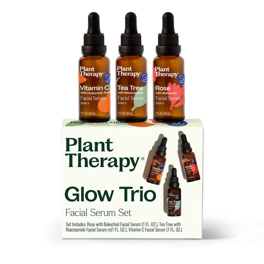 Plant Therapy Facial Serum Trio Set 1 oz each, Vitamin C & Hyaluronic Acid, Rose with Bakuchiol & Tea Tree with Niacinamide, Reduces the Appearance Beauty & Personal Care Plant Therapy