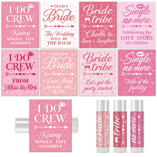Peacoblue 160Pcs Lip Balm Labels Sticker for Tubes 2.1"x1.7" Singles Party with I Do Crew Theme, 8 Styles Waterproof Chapstick Labels Glossy Beauty and Personal Care peacoblue