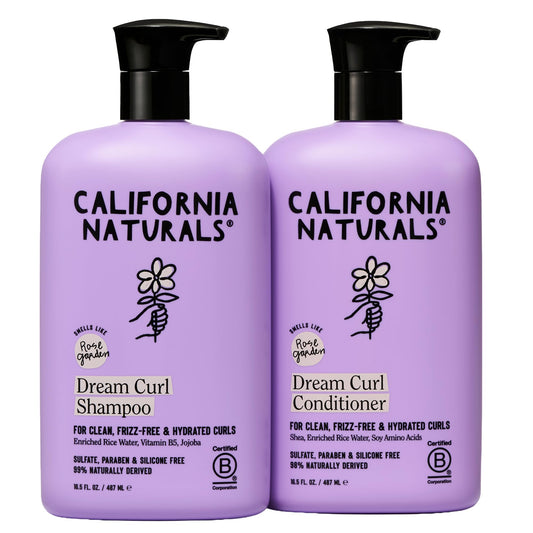 California Naturals Dream Curl Shampoo & Conditioner Set, Rice Water & Shea Butter for Soft Bouncy Frizz-Free Curls, For Women & Men, Vegan, Paraben