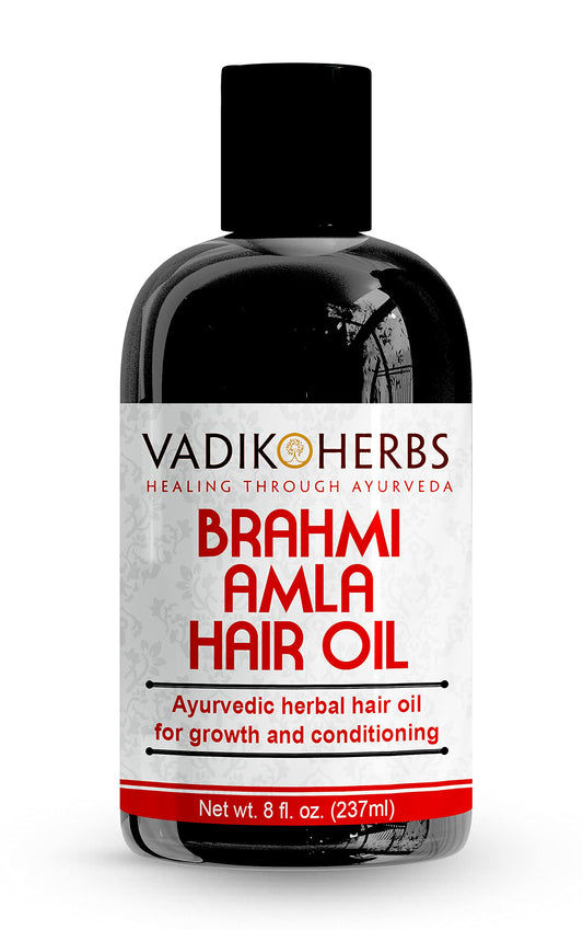 Vadik Herbs Brahmi Amla Hair Oil (8 oz) Ayurvedic herbal hair growth oil and hair conditioning oil with Rosemary Oil | Great for hair loss, balding