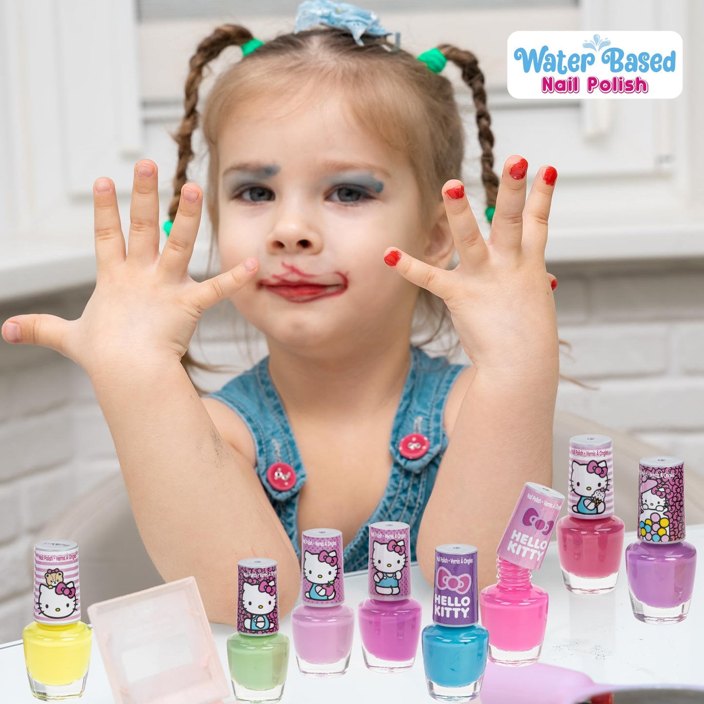 Townley Girl Hello Kitty 8 Pack Nail Polish,Water-Based, Non-Toxic, Peel-Off Set Girls Kids Ages 3+, Perfect for Parties, Sleepovers & Makeovers Beauty & Personal Care Townley Girl