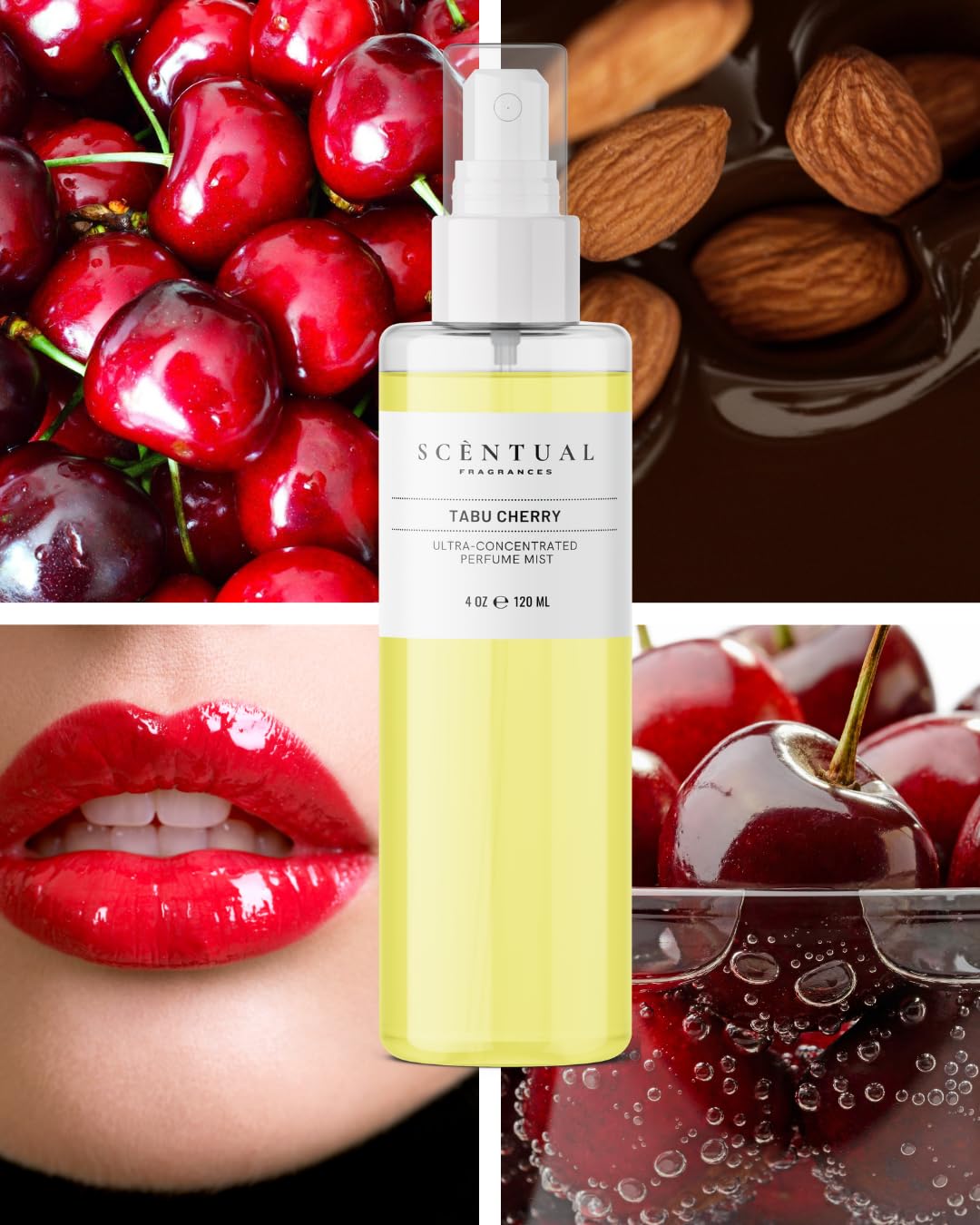 Scentual Fragrances Tabu Cherry, Ultra-Concentrated Hair & Body Perfume Mist, Long Lasting Women's Fragrance, Gourmand Perfumes for Women, Vegan