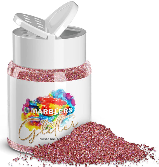 MARBLERS Holographic Glitter [Holo Pink Rose] 1.5oz (42g) | Fine | Non-Toxic, Vegan, Cruelty-Free | Face, Body, Eyeshadow, Hair, Festival, Party