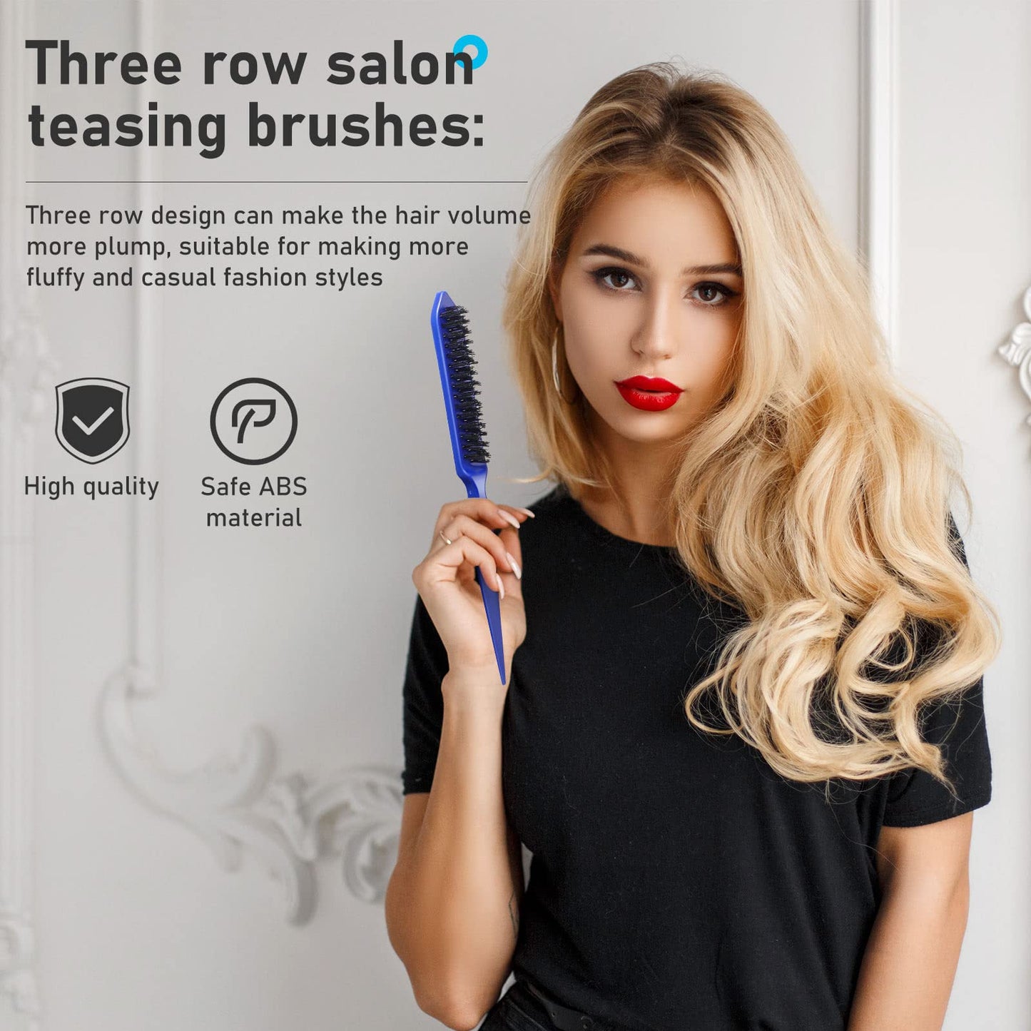 Remerry Hair Brush Set, 12 Pieces Nylon Brushes for Women & Girls - Including 3 Row Salon Teasing Brush, Double Sided Hair Edge Brush, Smooth Comb